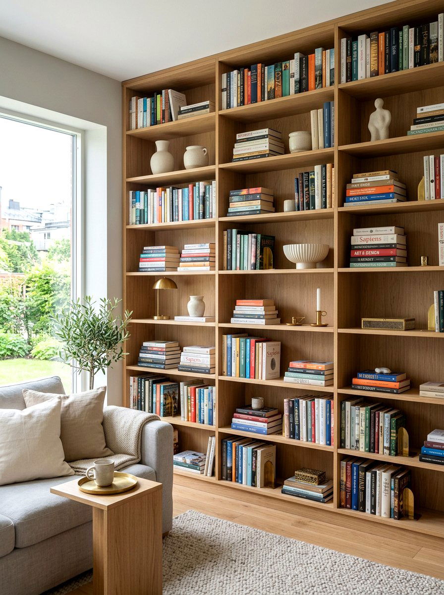 Horizontal And Vertical Book Stacking - 30 organizing a bookshelf ideas