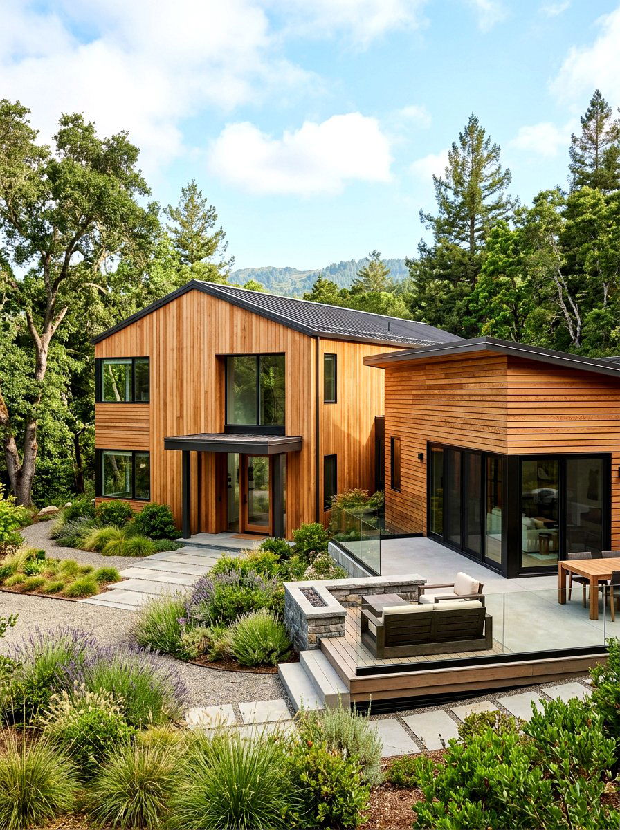 Horizontal And Vertical Cedar Mix - 30 cedar siding exterior ideas