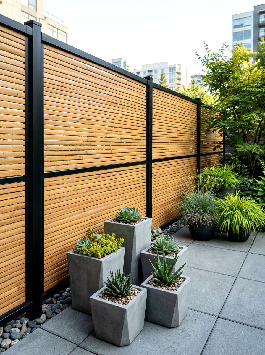 Horizontal Bamboo Slat Wall - 30 bamboo privacy screen ideas