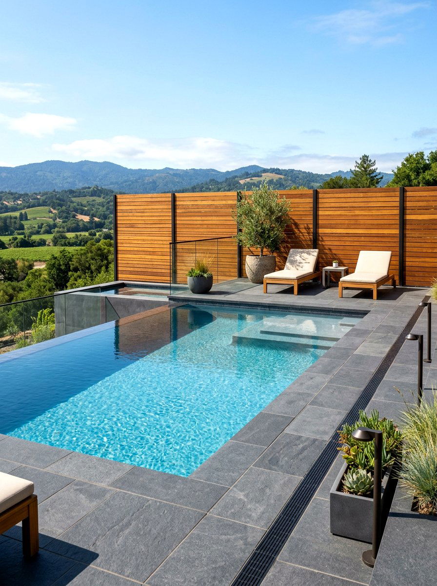 Horizontal Cedar Fence - 30 pool privacy ideas