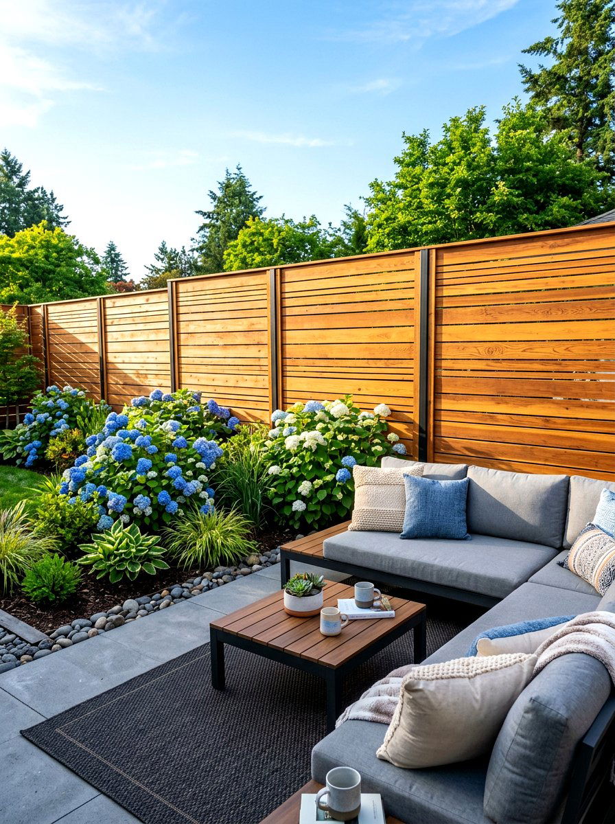 Horizontal Cedar Privacy Screen - 30 slatted privacy wall ideas