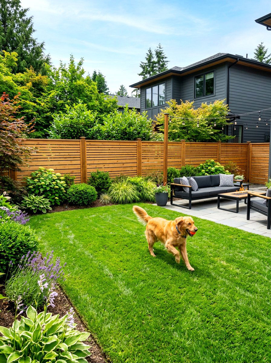 Horizontal Cedar Slat Yard - 30 dog fence ideas