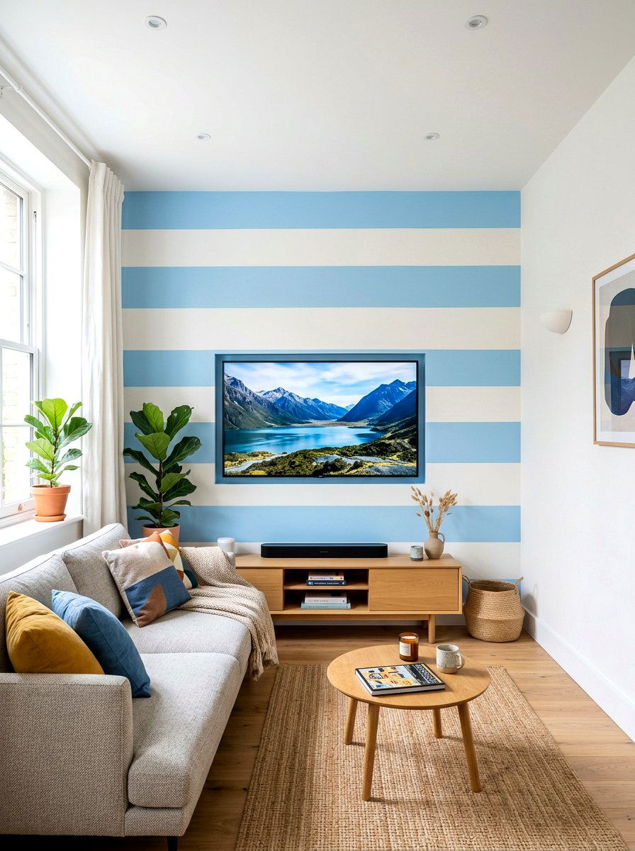 Horizontal Circus Stripe Wall Paint - 30 circus stripe living room ideas