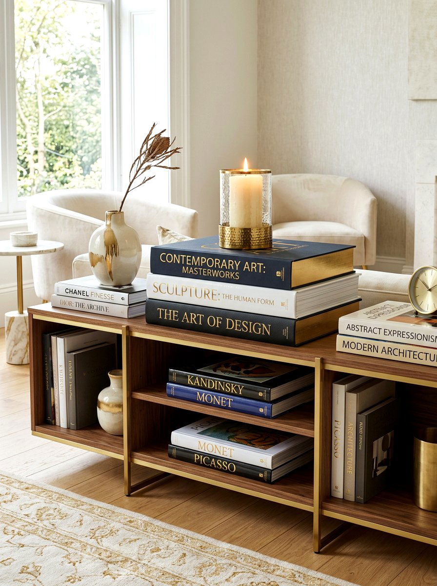 Horizontal Coffee Table Stacks - 30 organizing a bookshelf ideas