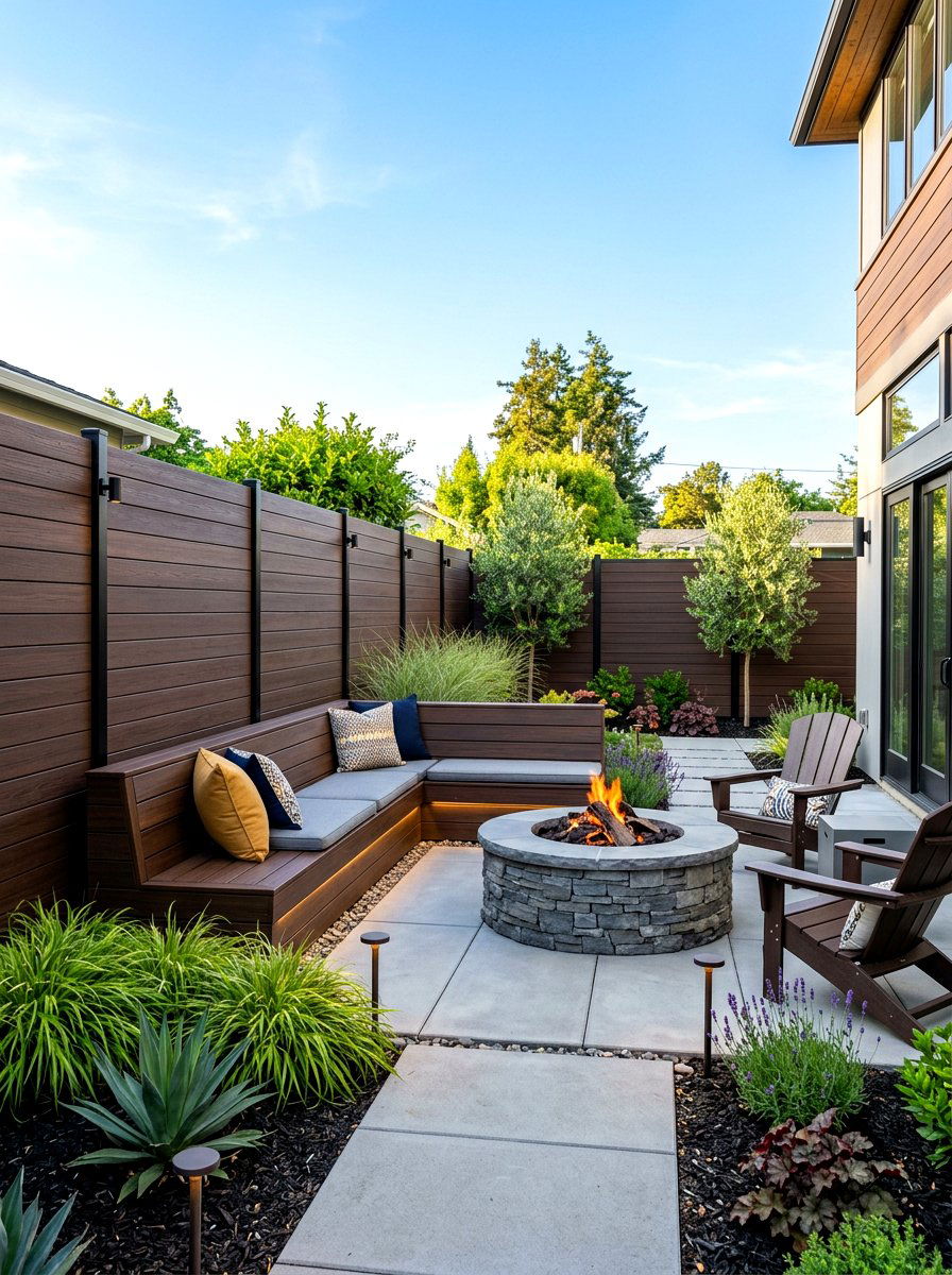 Horizontal Composite Board Fence - 30 small yard fence ideas