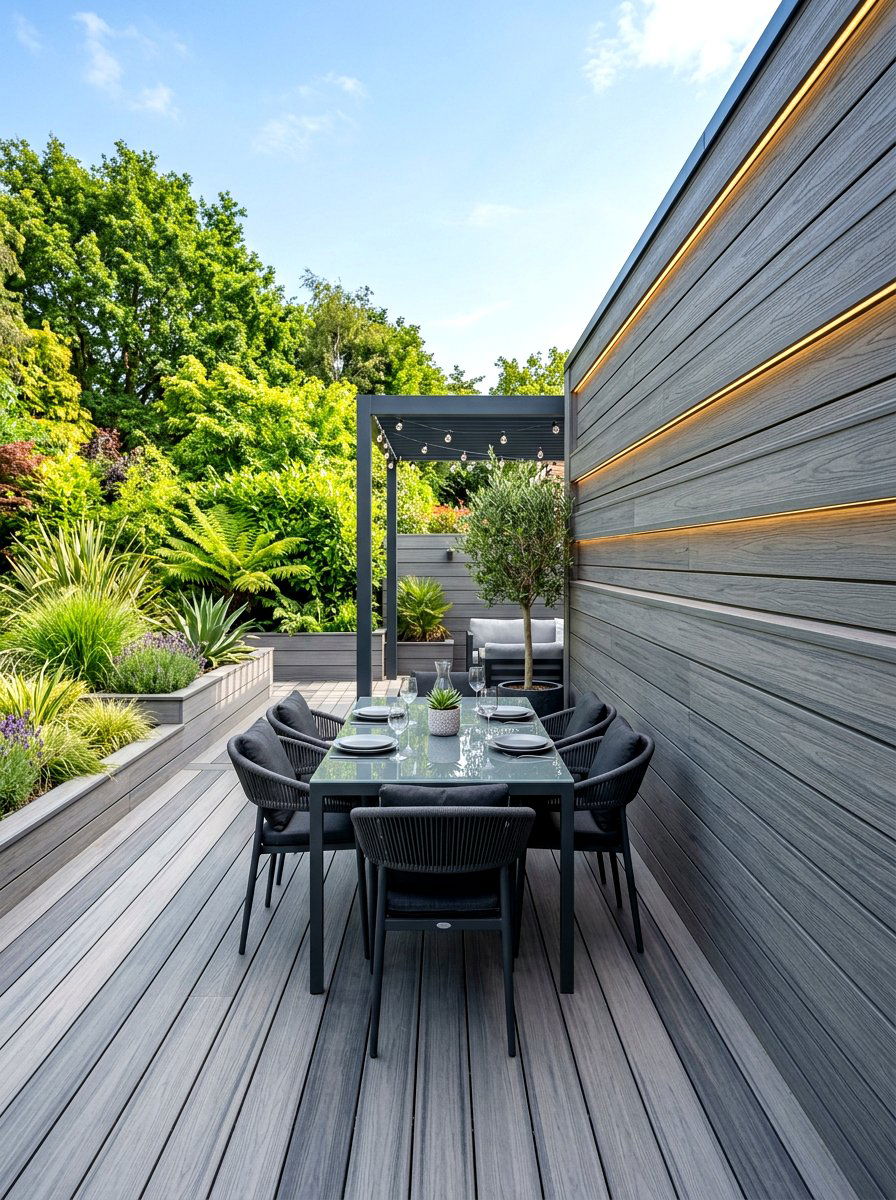 Horizontal Composite Board Wall - 30 deck partition ideas