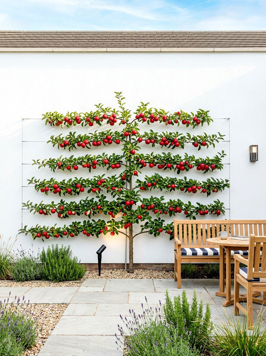 Horizontal Cordon Apple Tree - 30 espalier fruit tree wall ideas