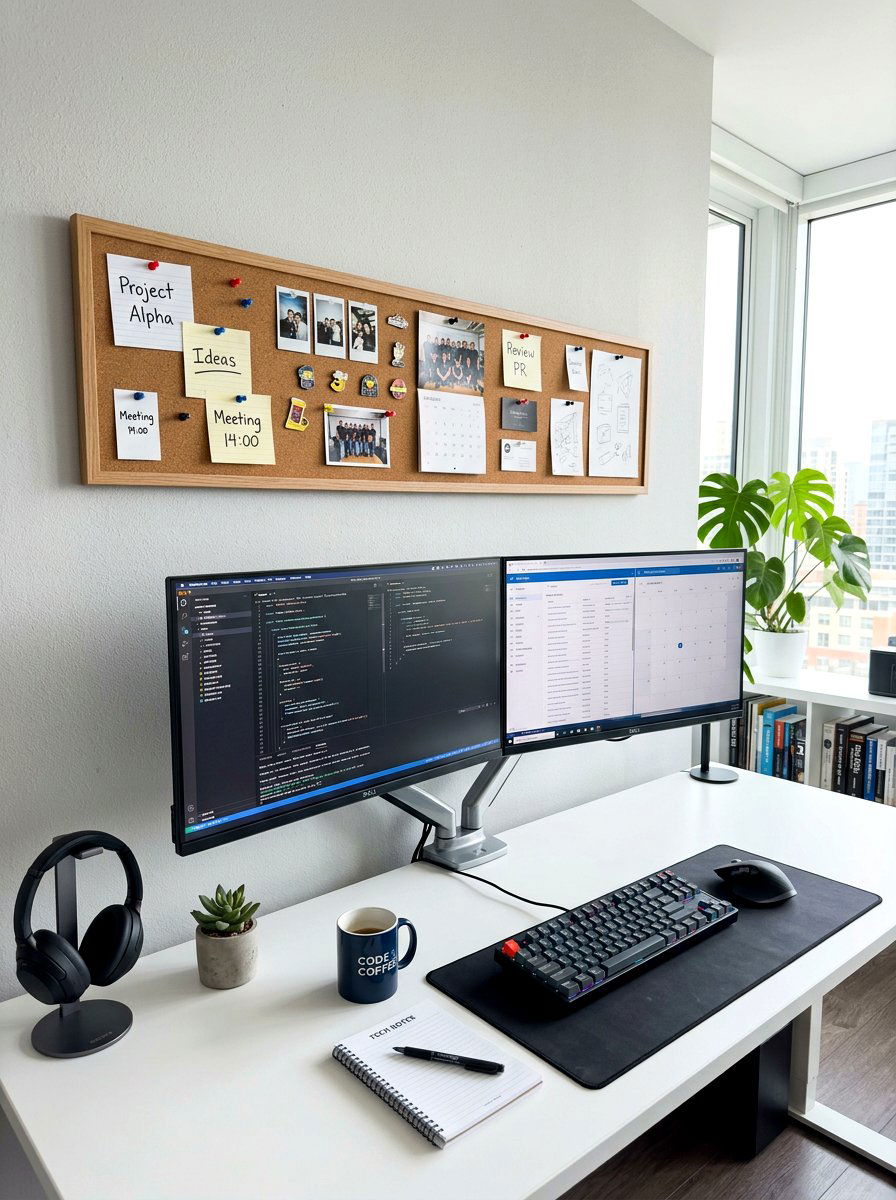 Horizontal Cork Strip Board - 30 pin board office wall ideas