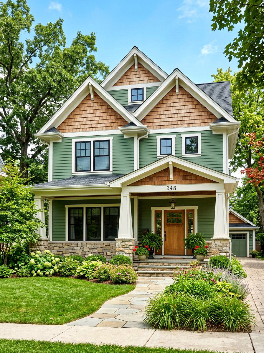 Horizontal Lap Siding With Cedar Shake - 30 mixed siding exterior ideas