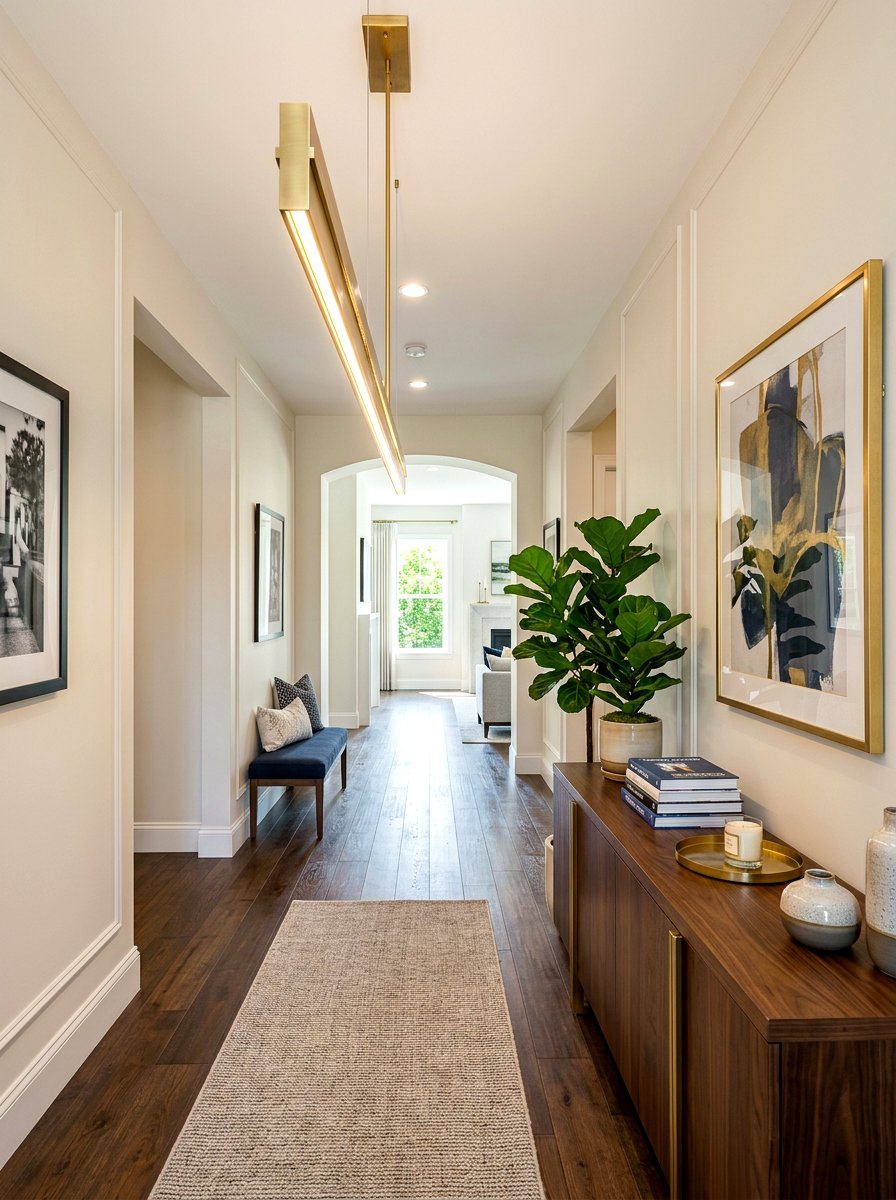 Horizontal Linear Pendant - 30 long foyer lighting ideas