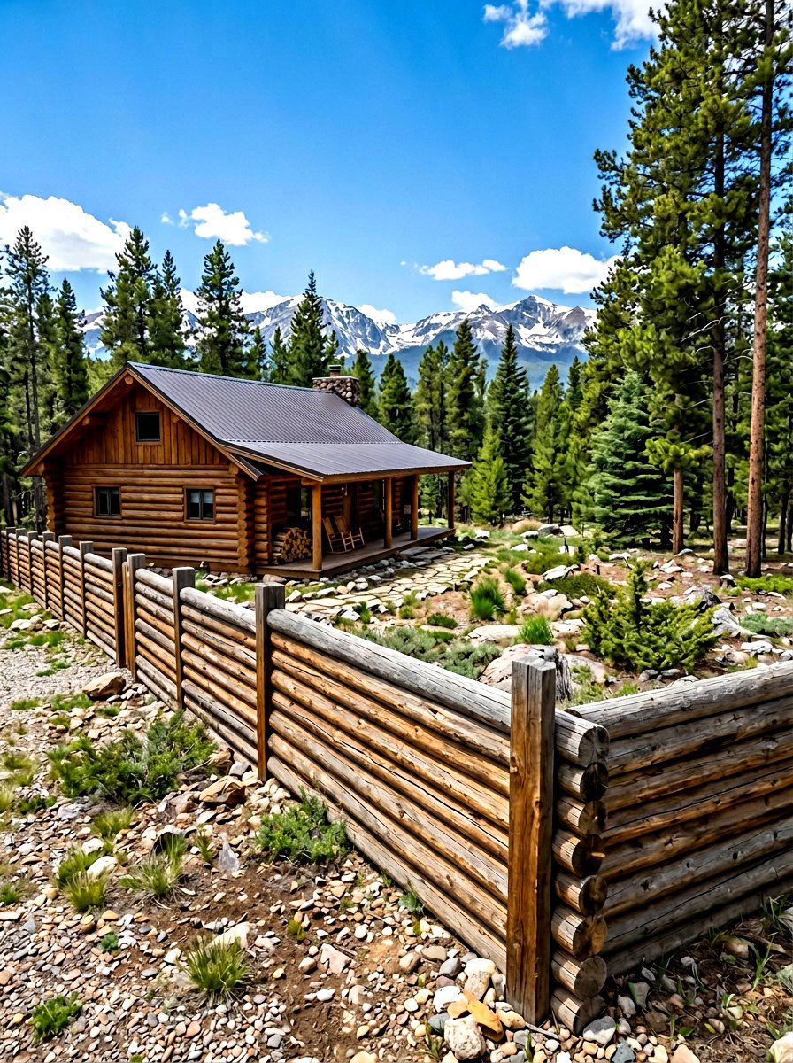 Horizontal Log Fence - 30 rustic fence ideas