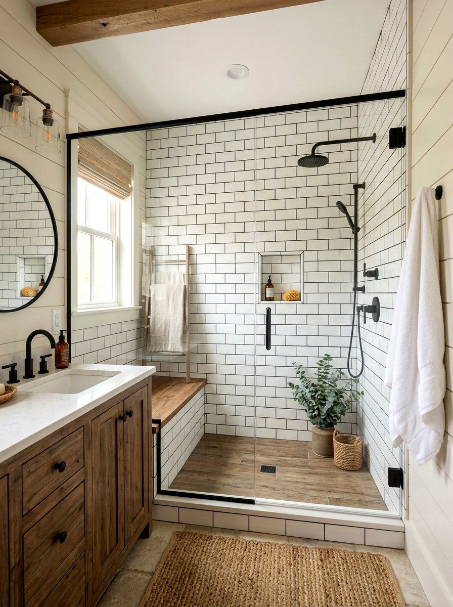 Horizontal Offset Subway Tile - 30 shower tile pattern ideas