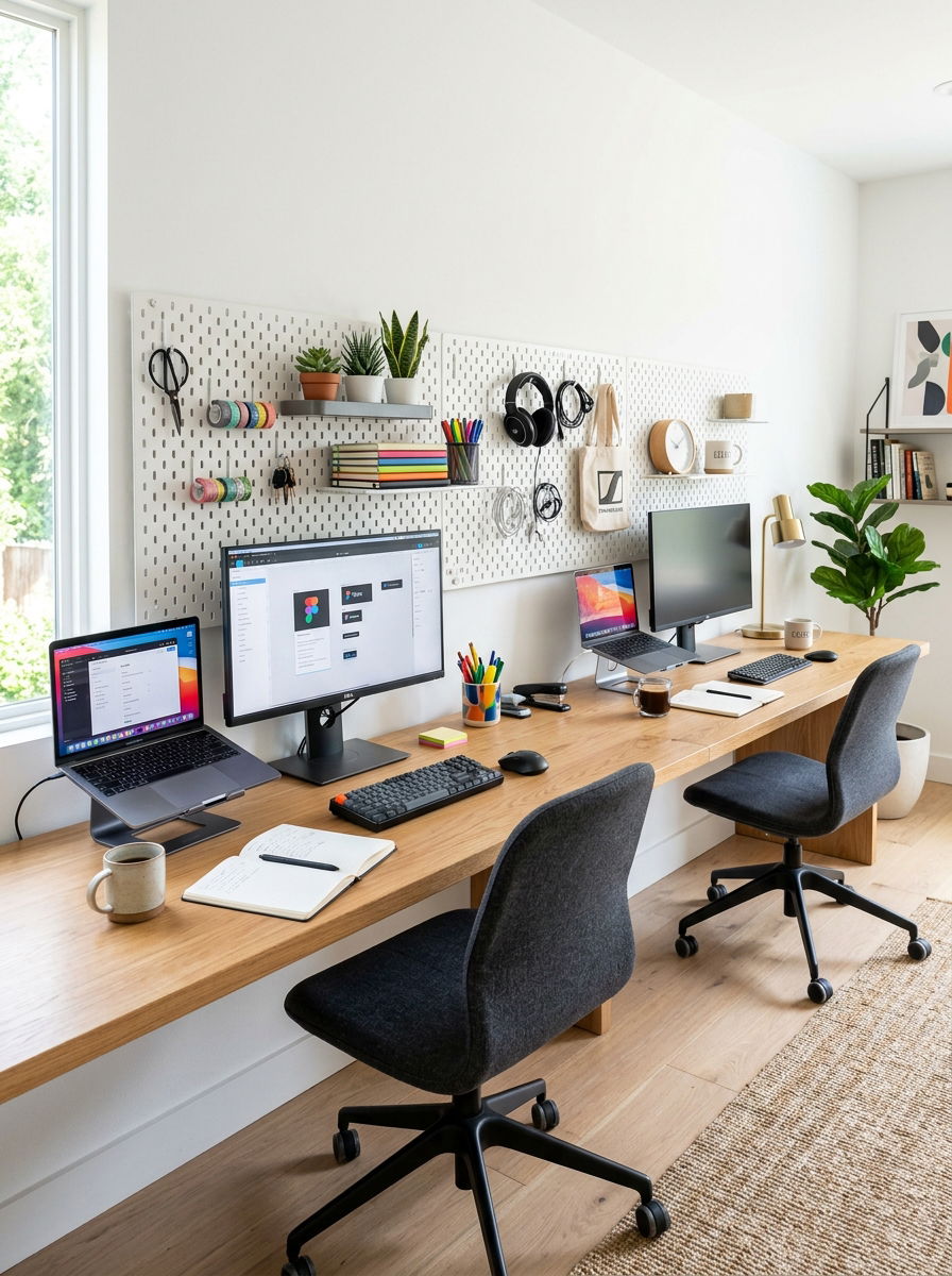 Horizontal Pegboard Strip - 30 office pegboard ideas