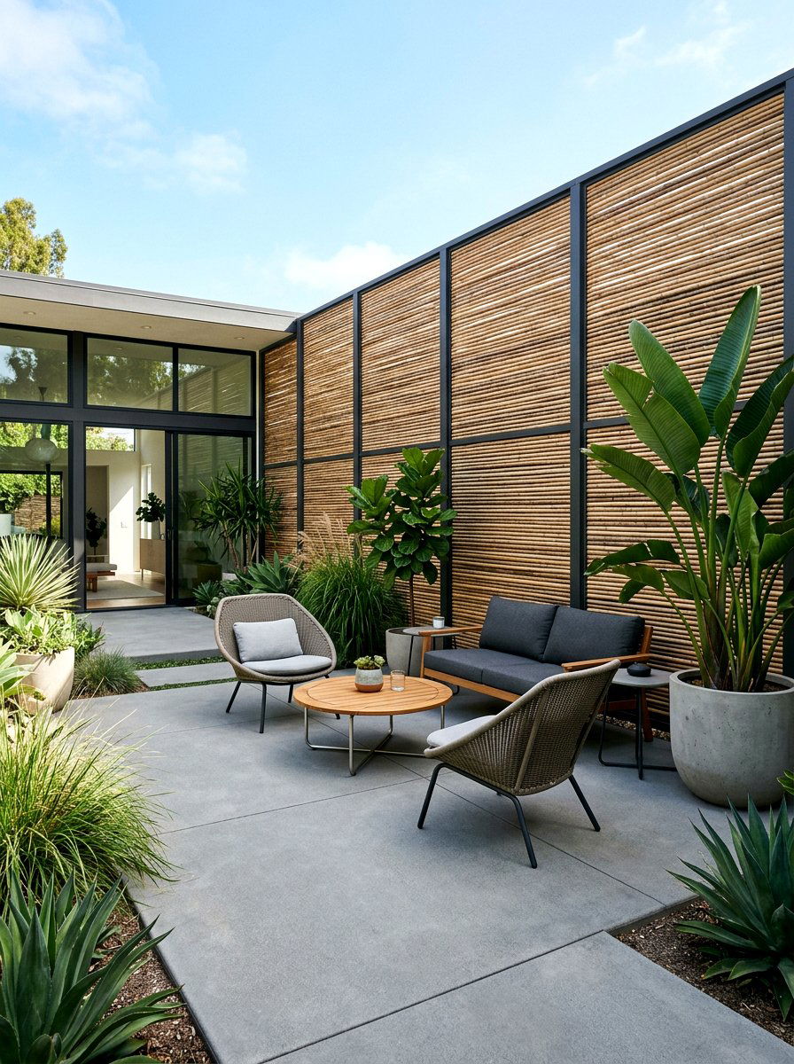 Horizontal Reed Slat Panel - 30 reed fence ideas