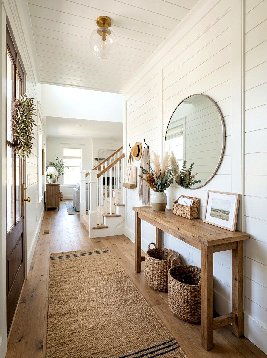 Horizontal Shiplap Entryway - 30 wall panel molding ideas