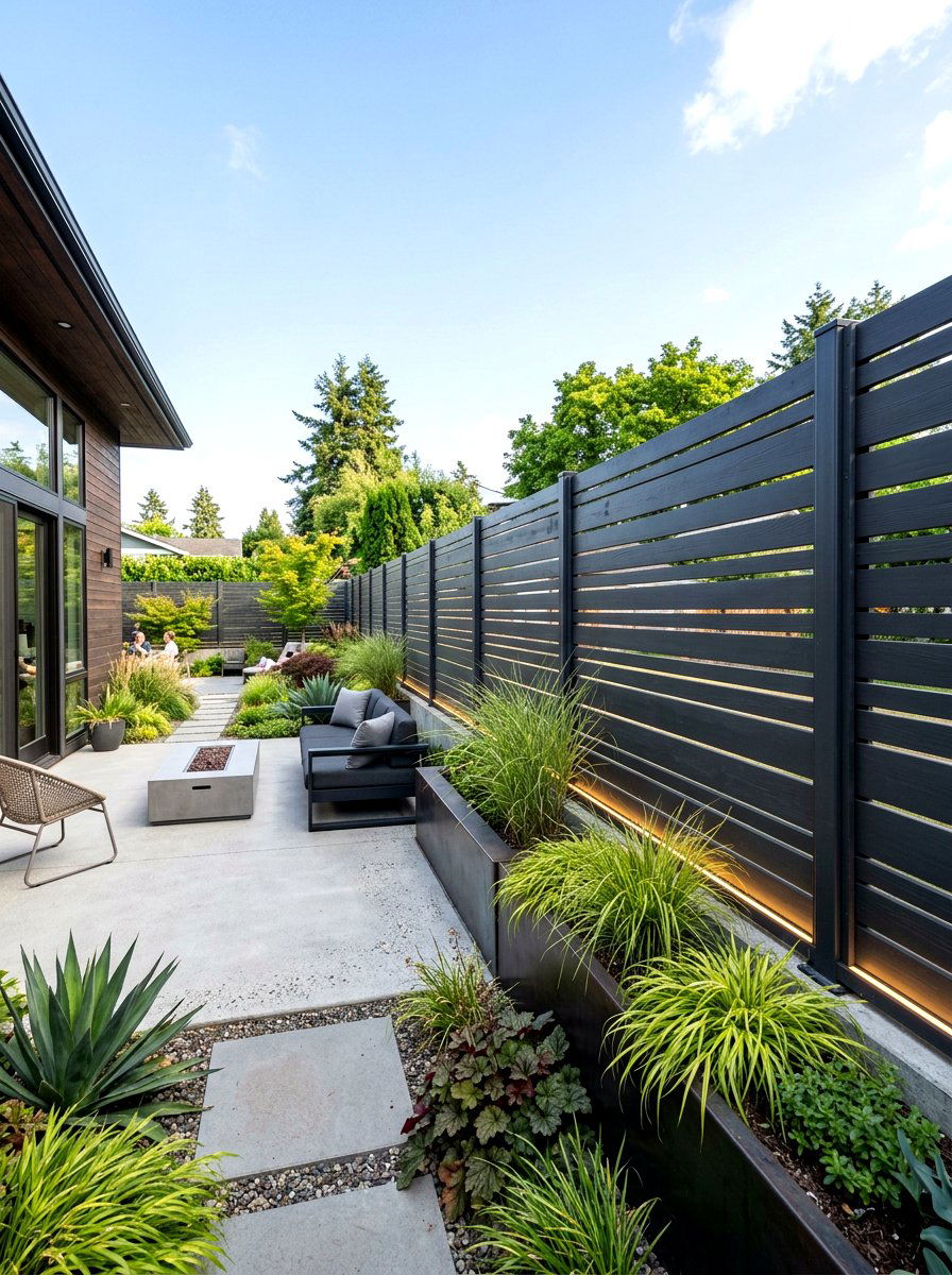 Horizontal Slat Fence - 30 cheap fence ideas