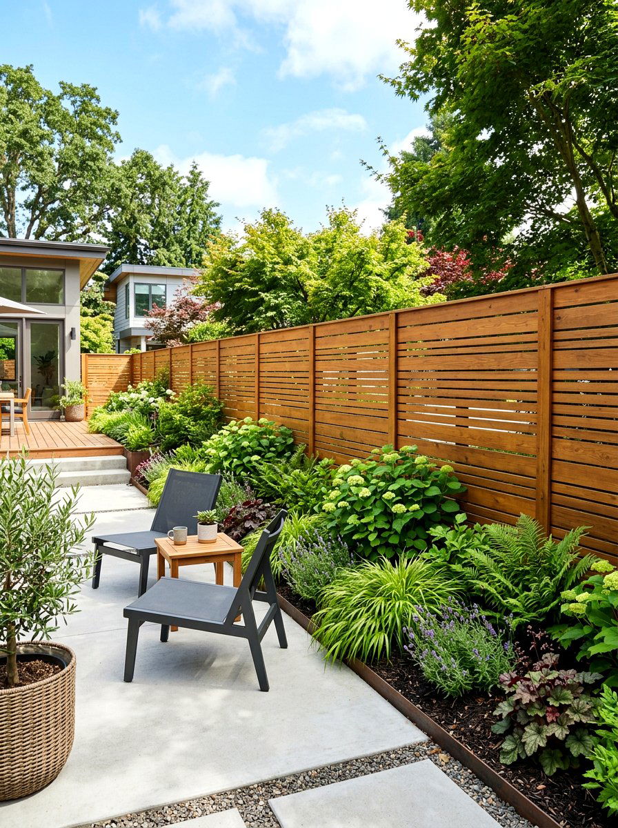 Horizontal Slat Fence - 30 wooden fence ideas