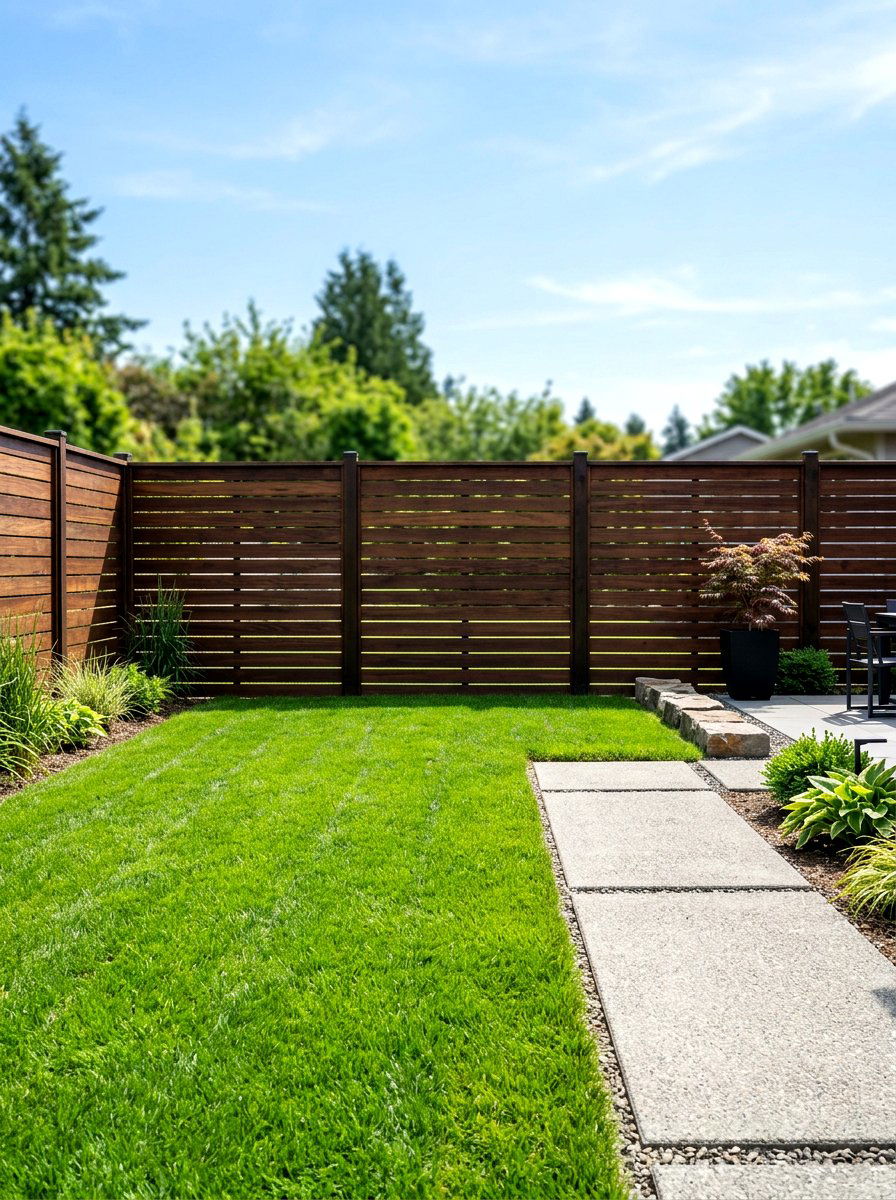 Horizontal Slat Fence - 30 backyard privacy ideas
