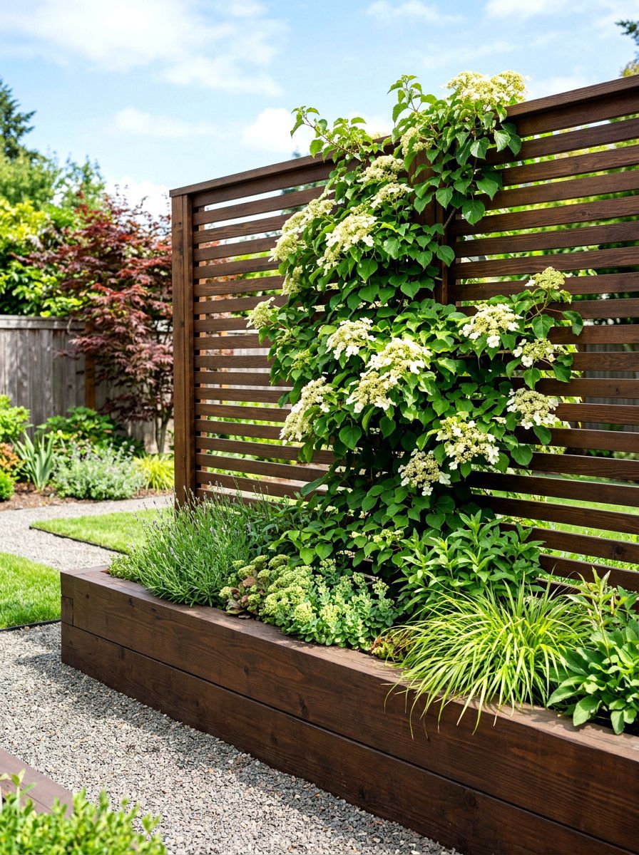 Horizontal Slat Wooden Trellis - 30 raised bed trellis ideas