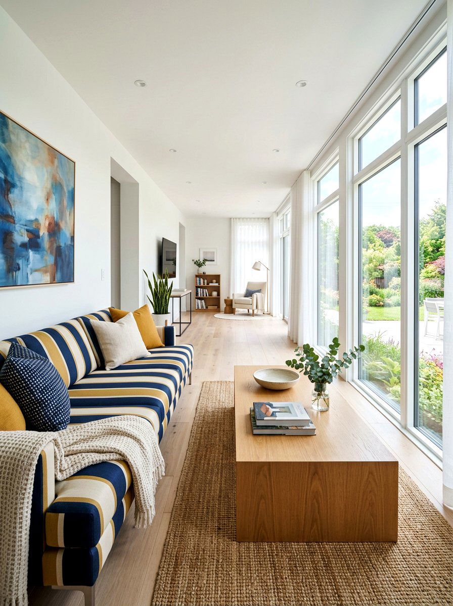 Horizontal Stripe Sofa - 30 statement stripe sofa ideas