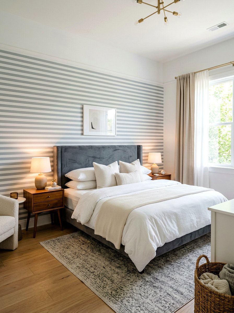 Horizontal Striped Bedroom Wall - 30 bold stripe decor ideas