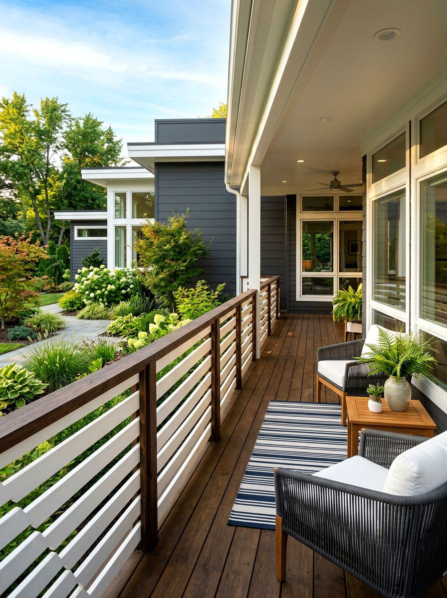 Horizontal Striped Porch Railing - 30 striped summer porch ideas