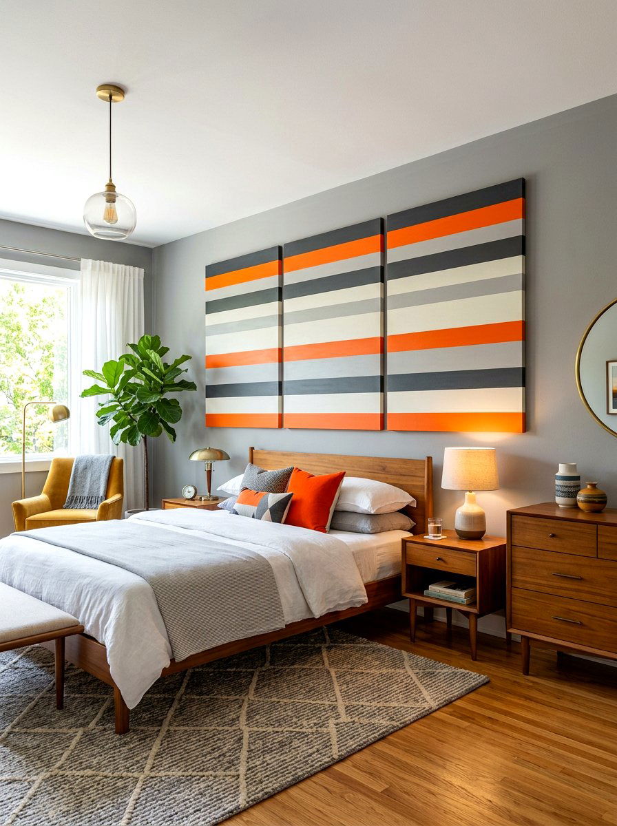 Horizontal Striped Wall Art - 30 candy stripe bedroom ideas