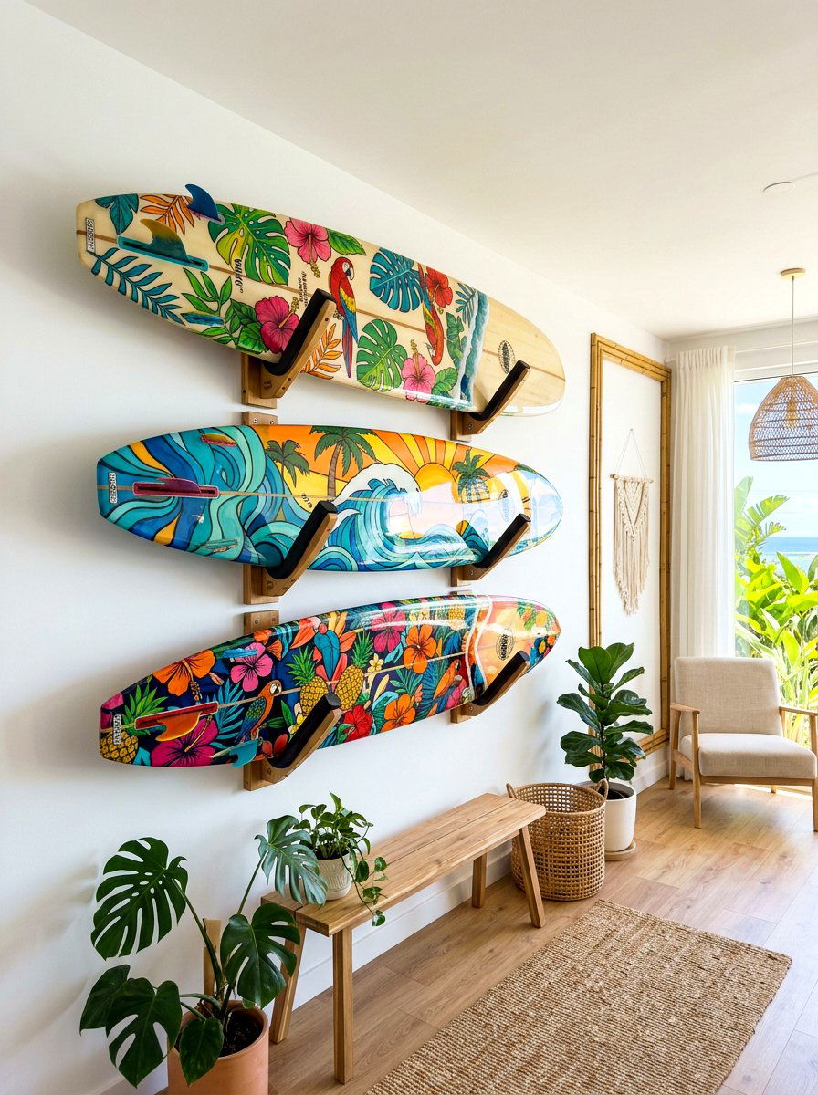 Horizontal Surfboard Wall Cradle - 30 garage sports equipment storage ideas