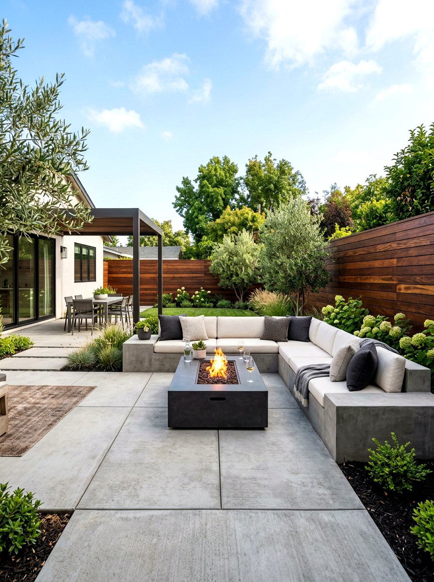 Horizontal Timber Fence - 30 private patio screen ideas
