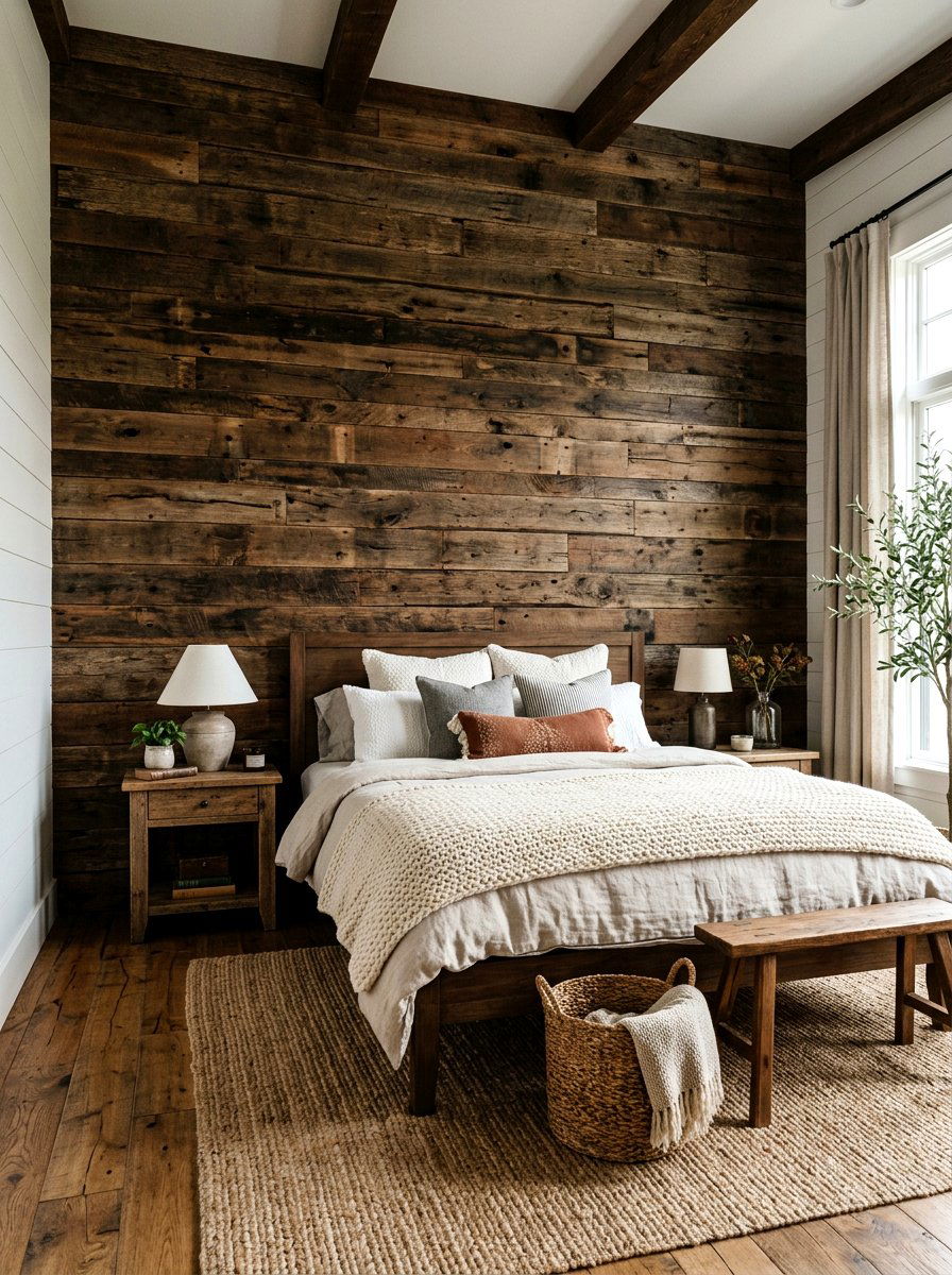 Horizontal Timber Plank Wall - 30 wall wrapped headboard ideas