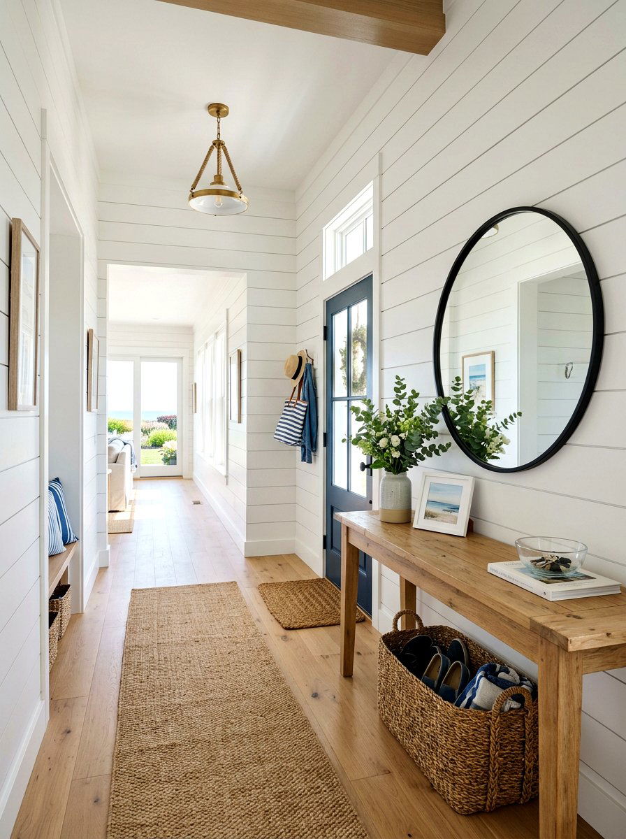 Horizontal White Wall Shiplap - 30 Nancy Meyers entryway ideas