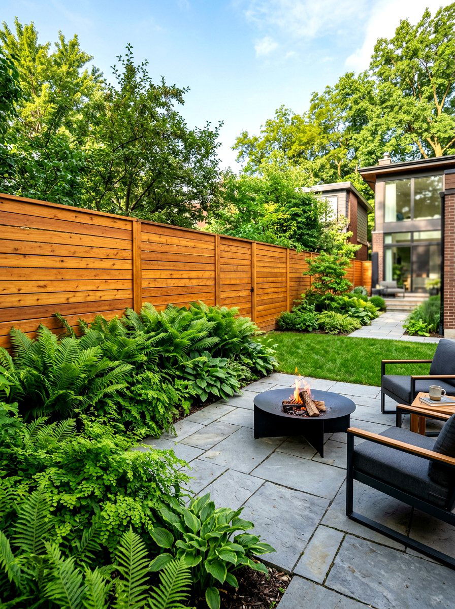 Horizontal Wood Slat Fence - 30 small yard fence ideas