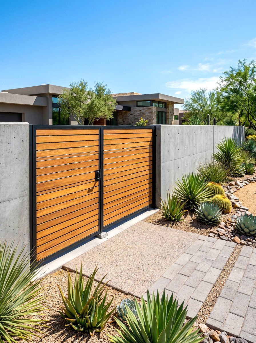 Horizontal Wood Slat Gate - 30 front gate ideas