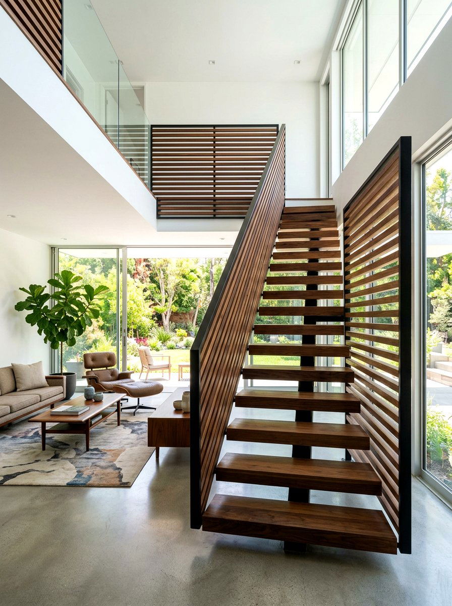 Horizontal Wood Slat Railing - 30 banister makeover ideas