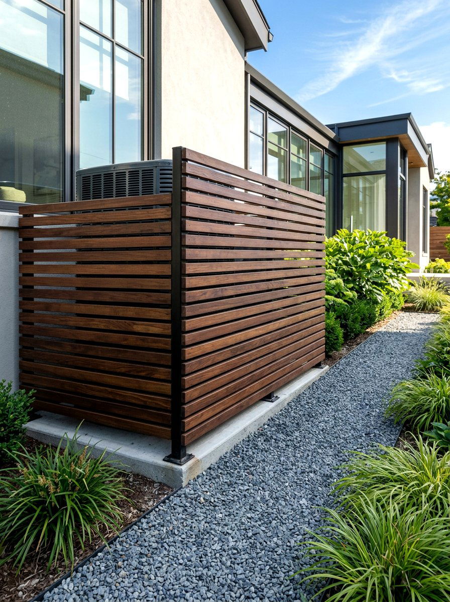 Horizontal Wood Slat Wall - 30 AC unit landscaping ideas