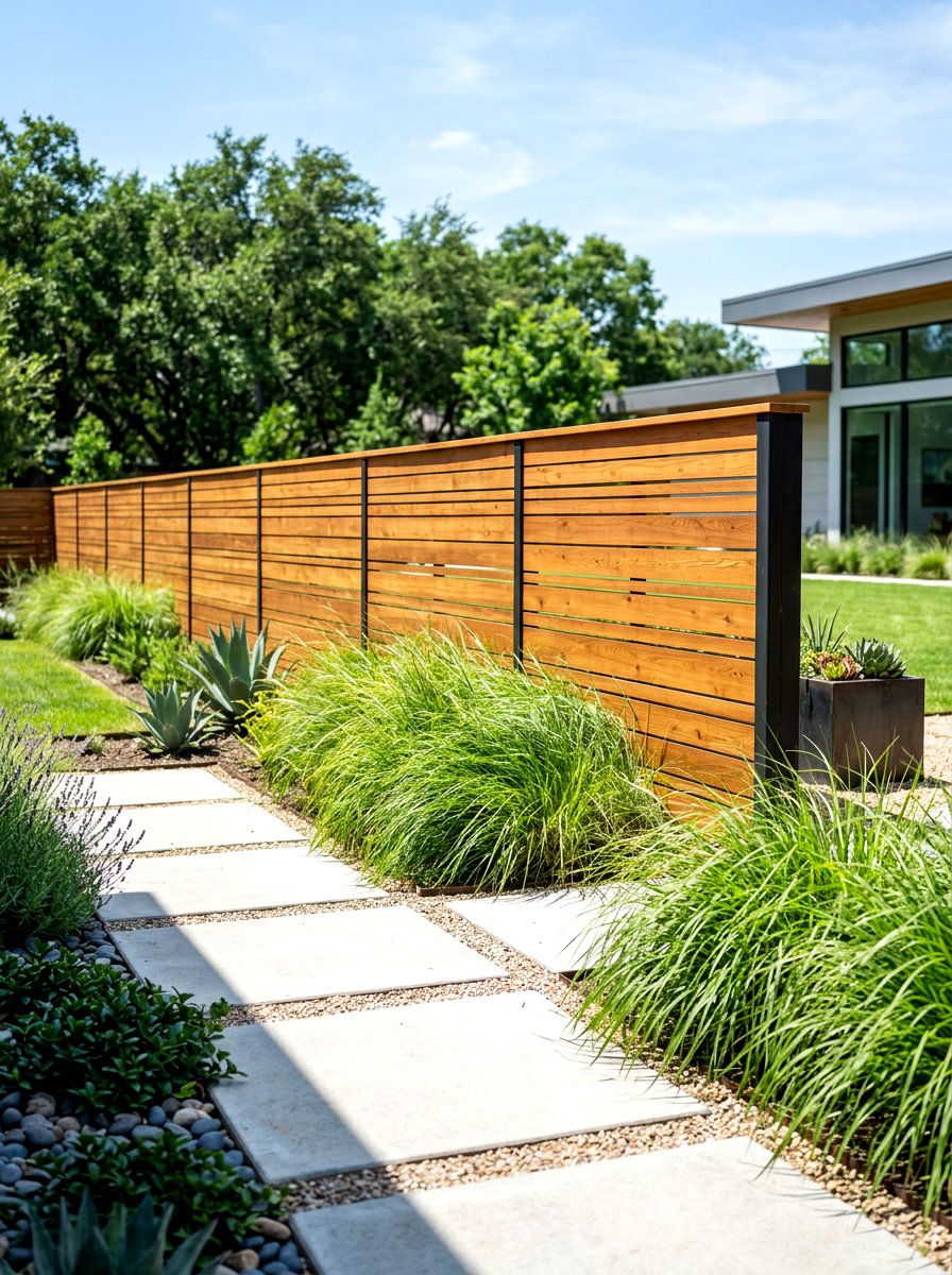 Horizontal Wood Slat - 30 decorative fence ideas