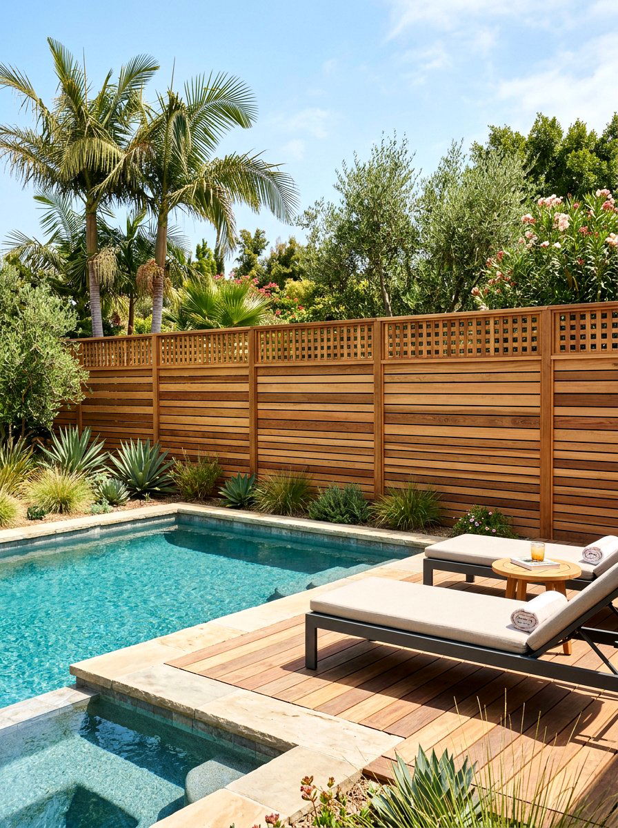 Horizontal Wood Slats With Lattice Top - 30 lattice fence ideas