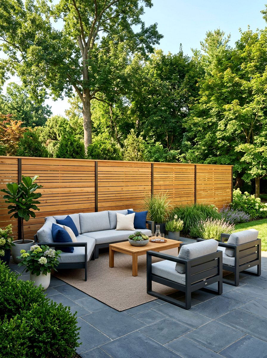 Horizontal cedar fence screen - 30 pool equipment enclosure ideas