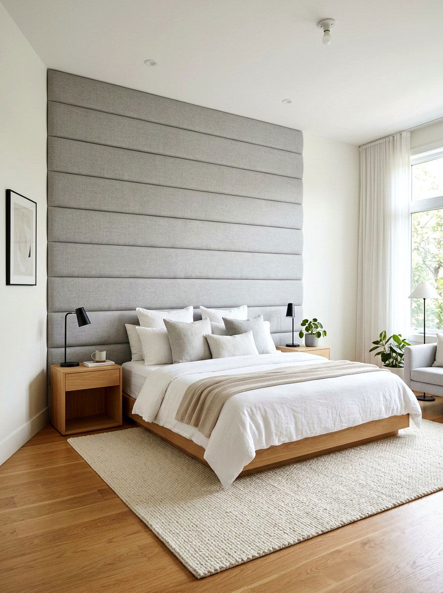 Horizontal padded wall - 30 wall to wall headboard ideas