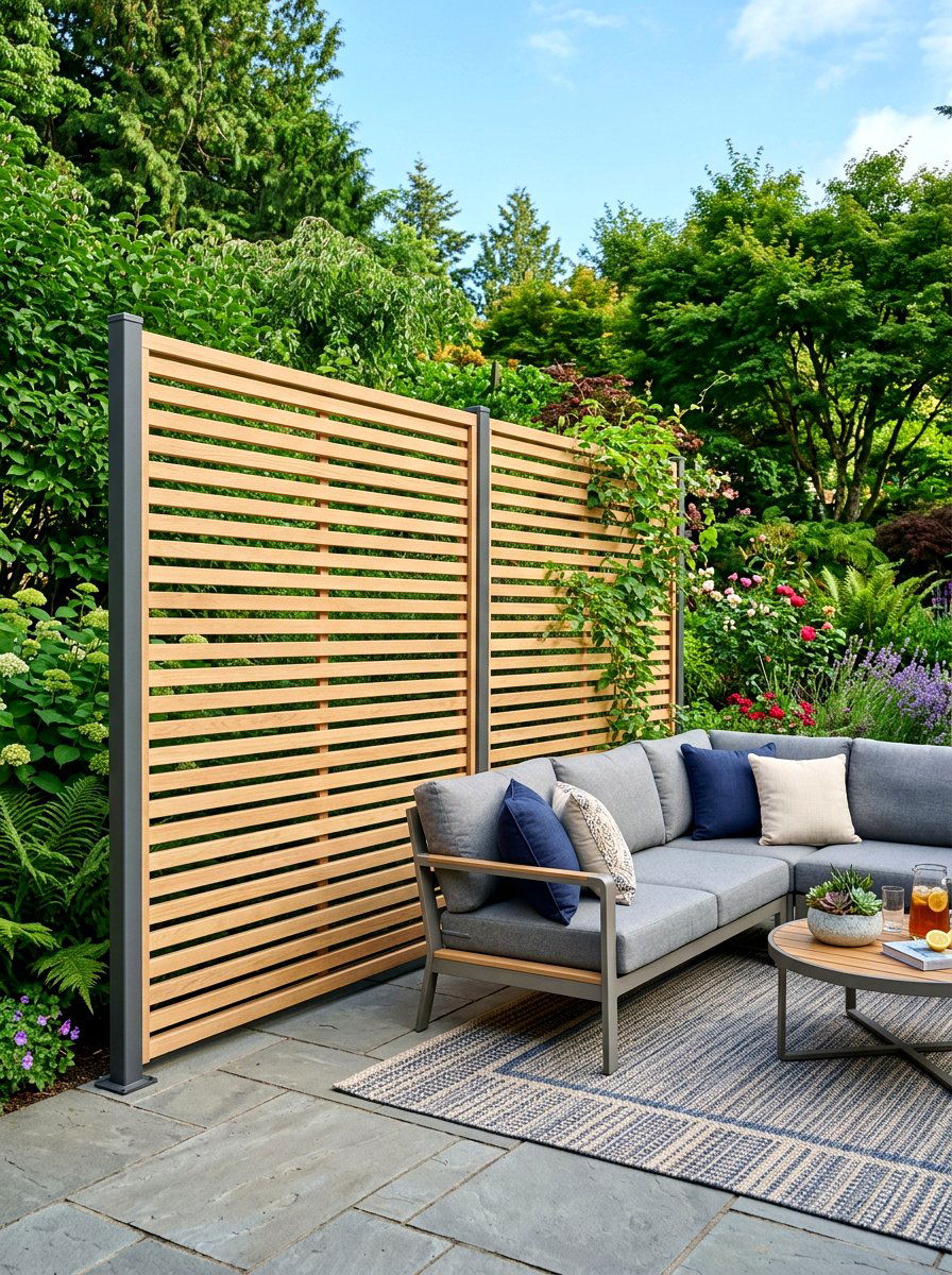 Horizontal slat lattice - 30 lattice screen patio ideas