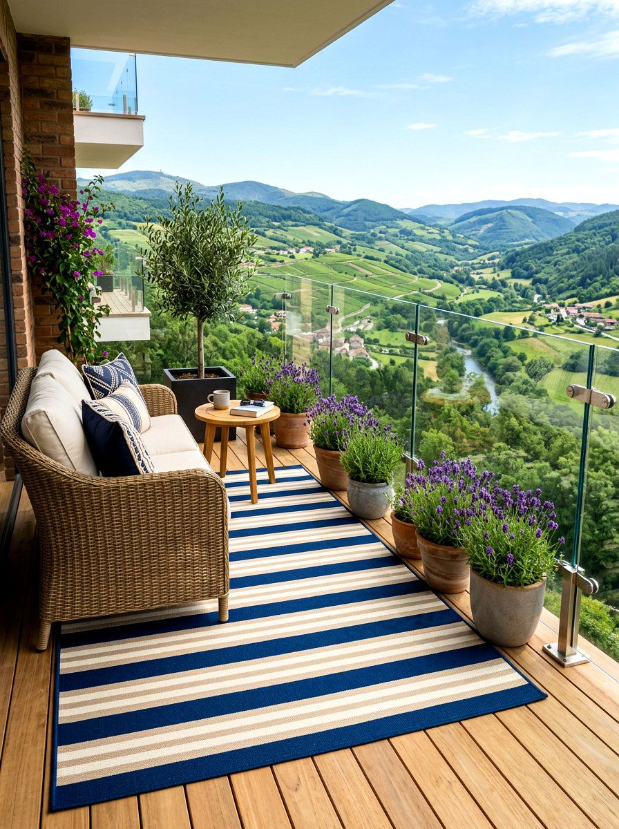 Horizontal stripe deck rug - 30 striped outdoor rug ideas