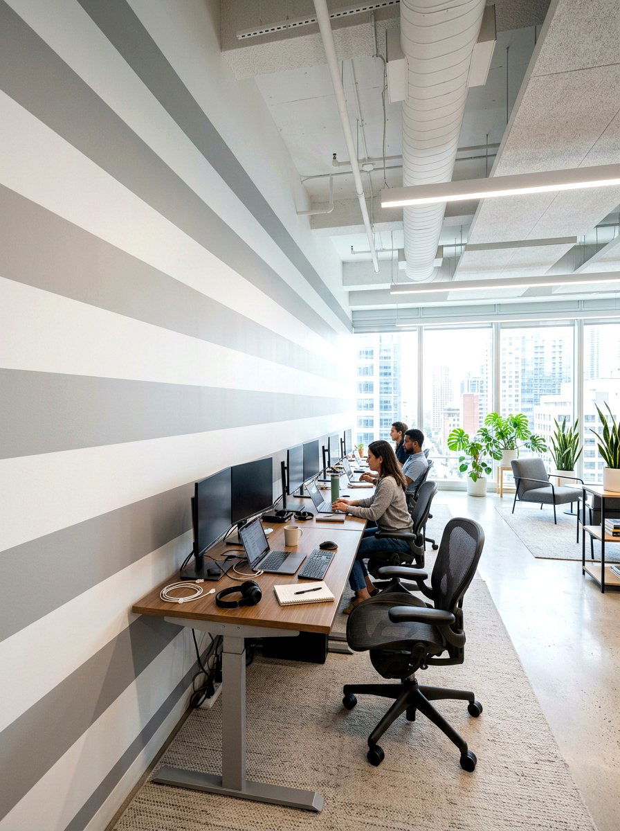 Horizontal stripe office wall - 30 office accent wall ideas