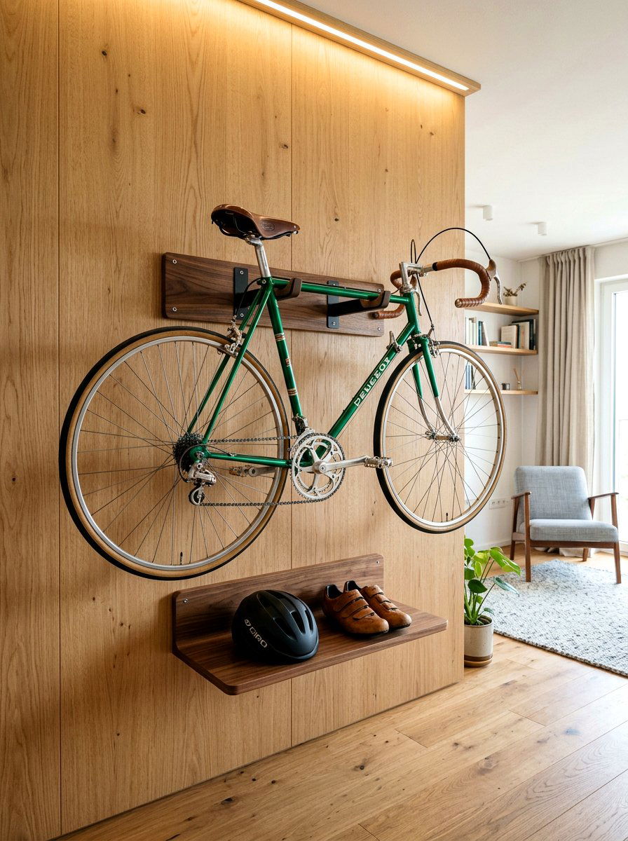 Horizontal wall bike hanger - 30 garage bike storage ideas