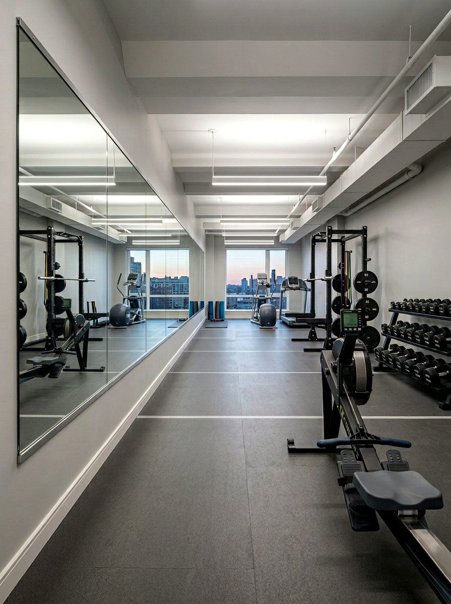 Horizontal wall mirror - 30 workout room mirror ideas