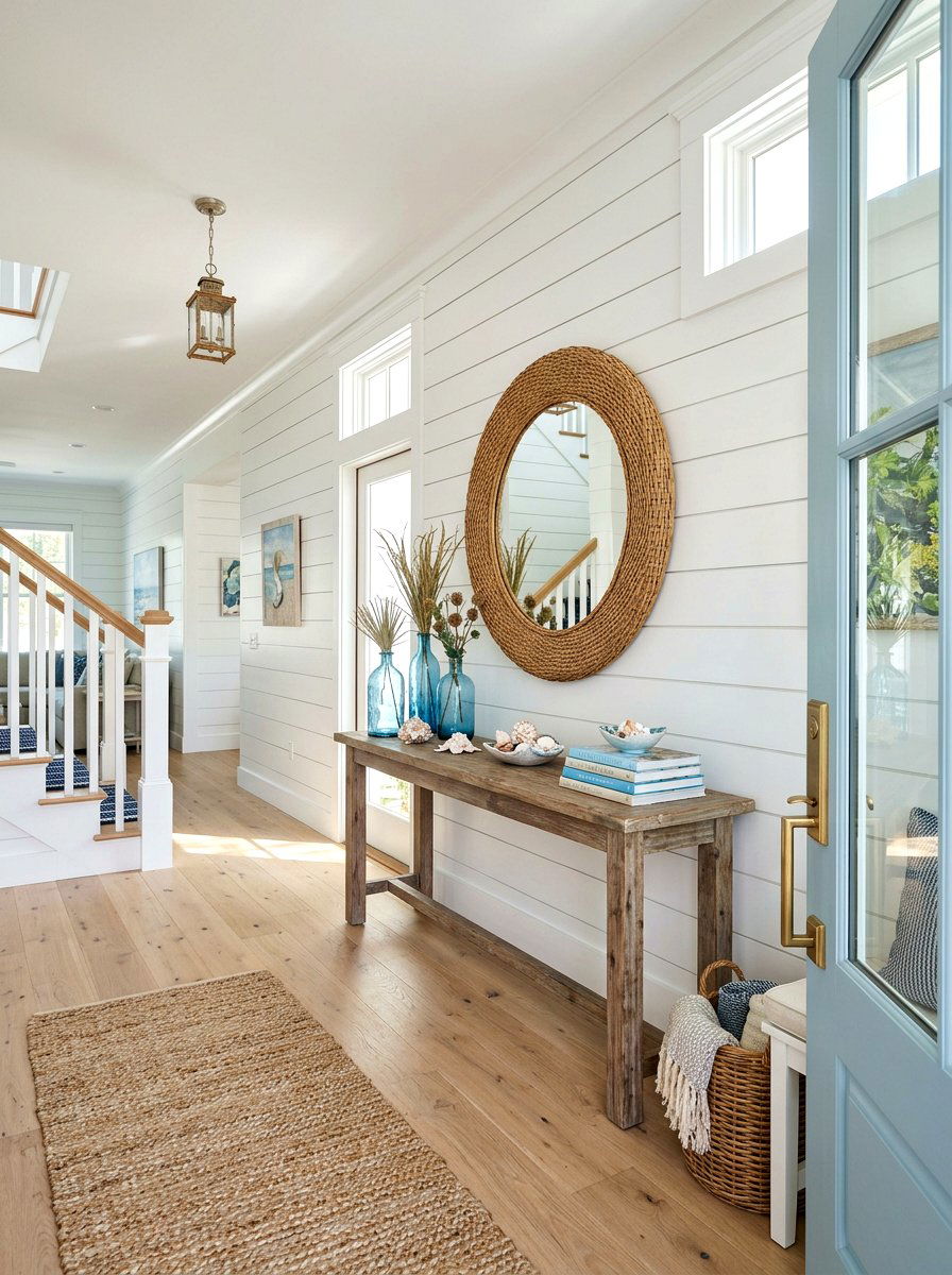 Horizontal white shiplap - 30 foyer wall molding ideas