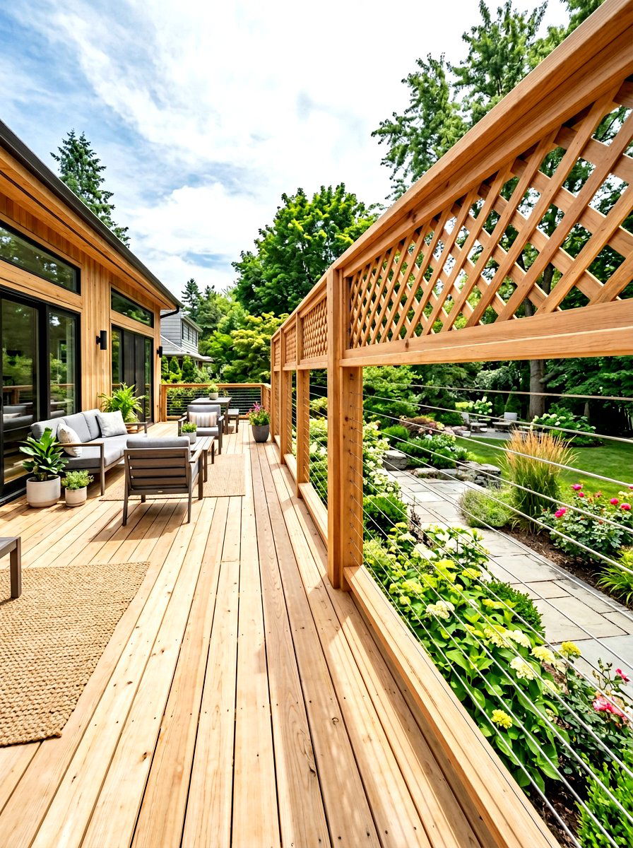 Horizontal wire and lattice combo - 30 deck skirting lattice ideas