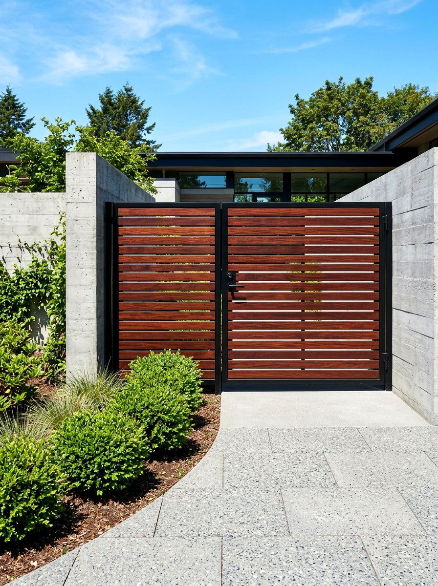 Horizontal wood slat gate - 30 cottage gate curb appeal ideas