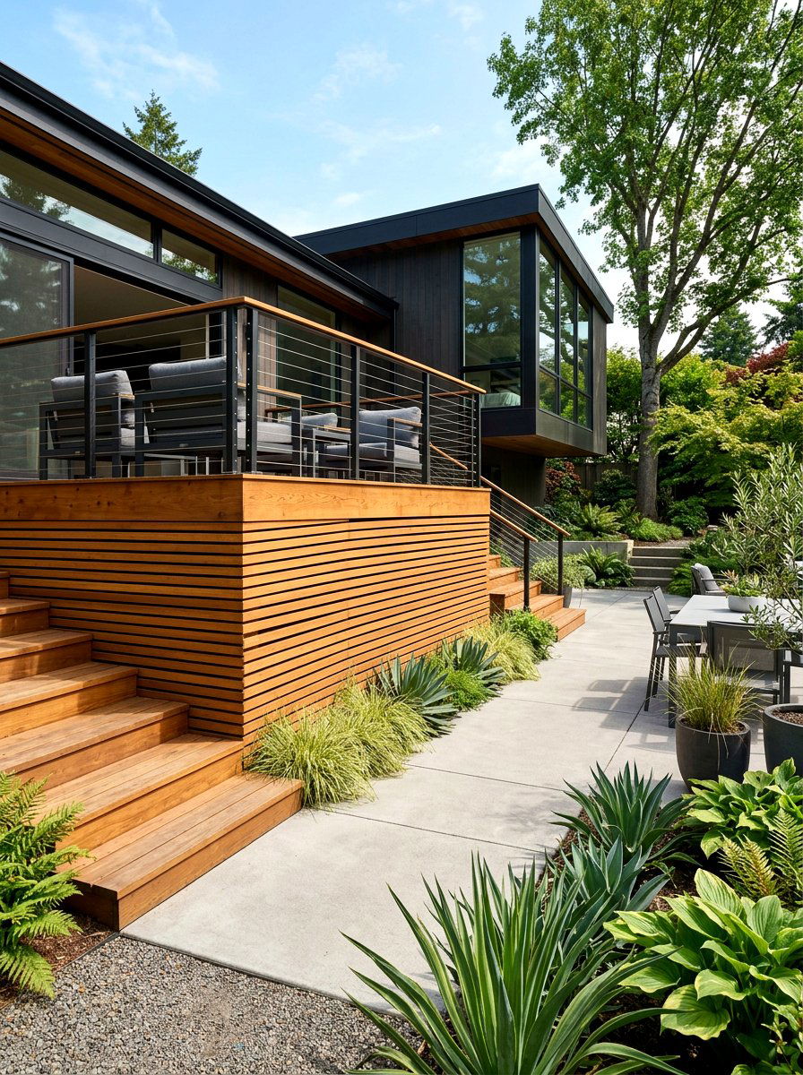 Horizontal wood slat skirting - 30 deck skirting lattice ideas
