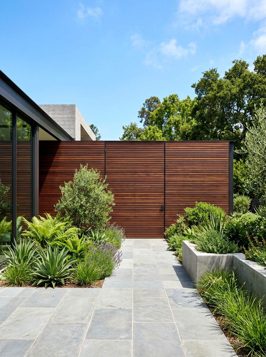 Horizontal wood slat wall - 30 outdoor shower privacy ideas