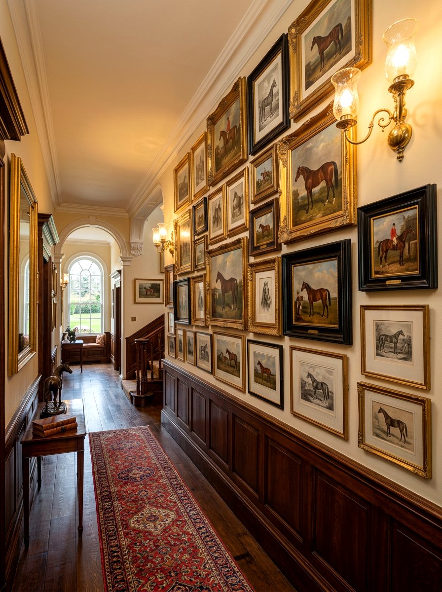 Horse Portrait Gallery Wall - 30 equestrian decor ideas